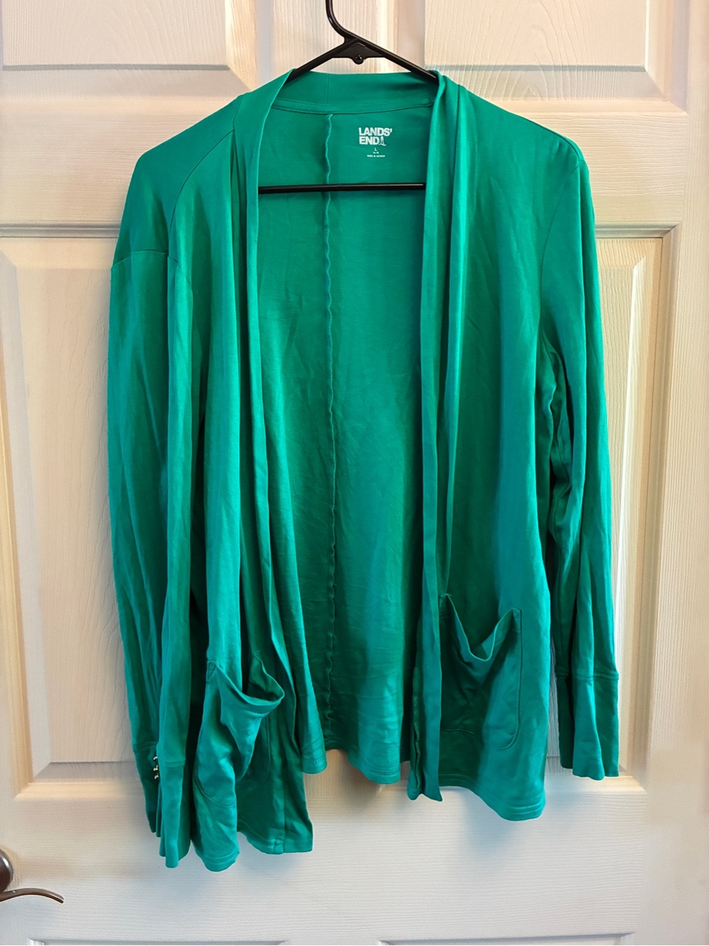 Lands’ End Emerald Green Open Front Cardigan- Size L